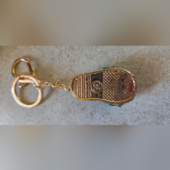 Blue Rhinestone Crystal Sandal Keychain Keyring - Picture 6 of 6